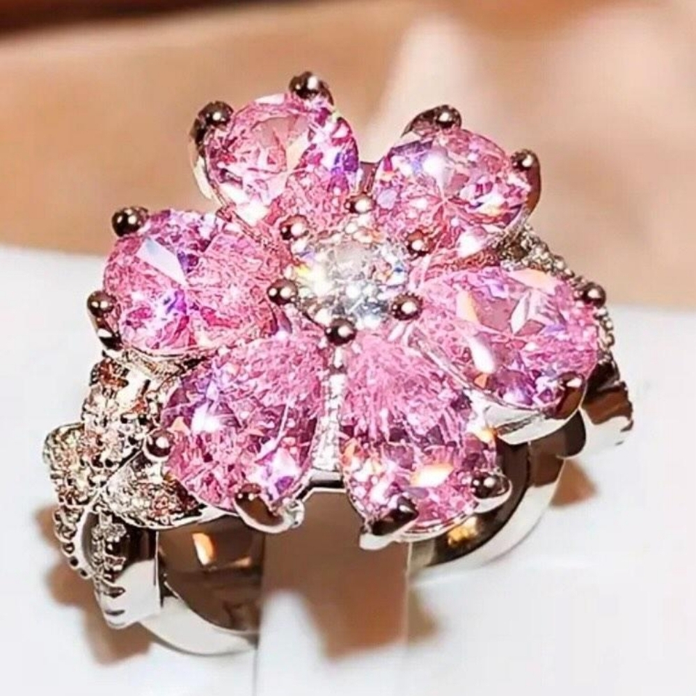 Elegant Pink Floral Ring Beautiful